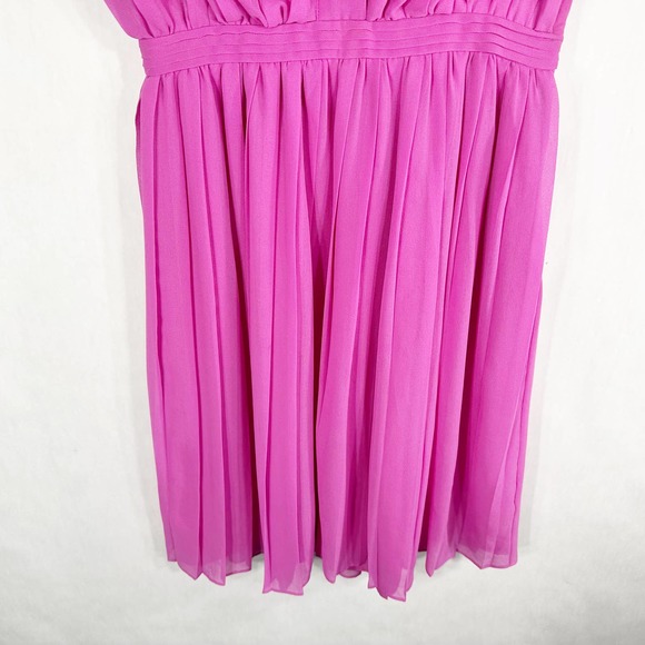 J Crew Size 0 Blouson Dress Wild Peony Pink Purple‎ Cap Sleeve Pleated 1340 - Picture 6 of 10